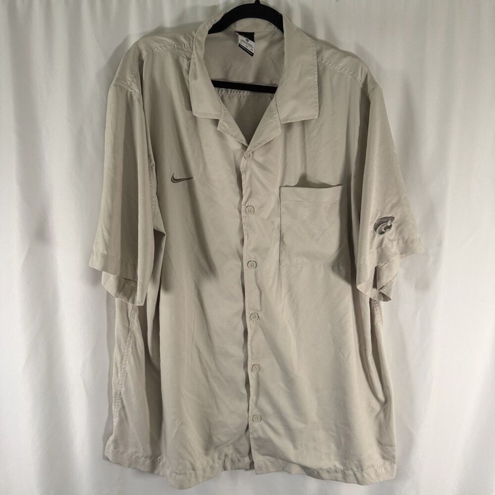 K-State Wildcats Nike Shirt Men XL Beige Collared Short Sleeve Brathable Fishing